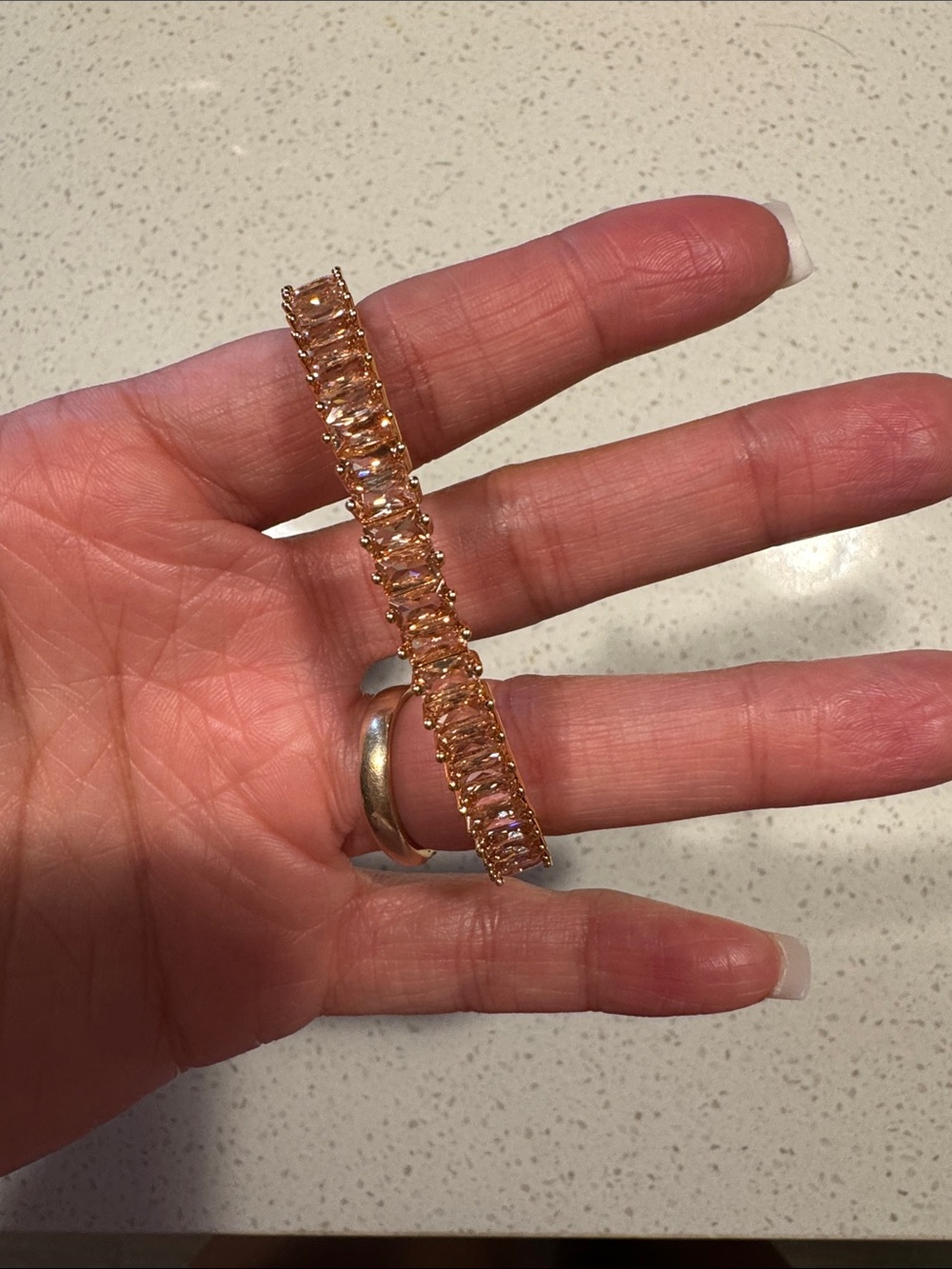Gold-Tone Citrine Crystal Tennis Bracelet - Women Jewelry